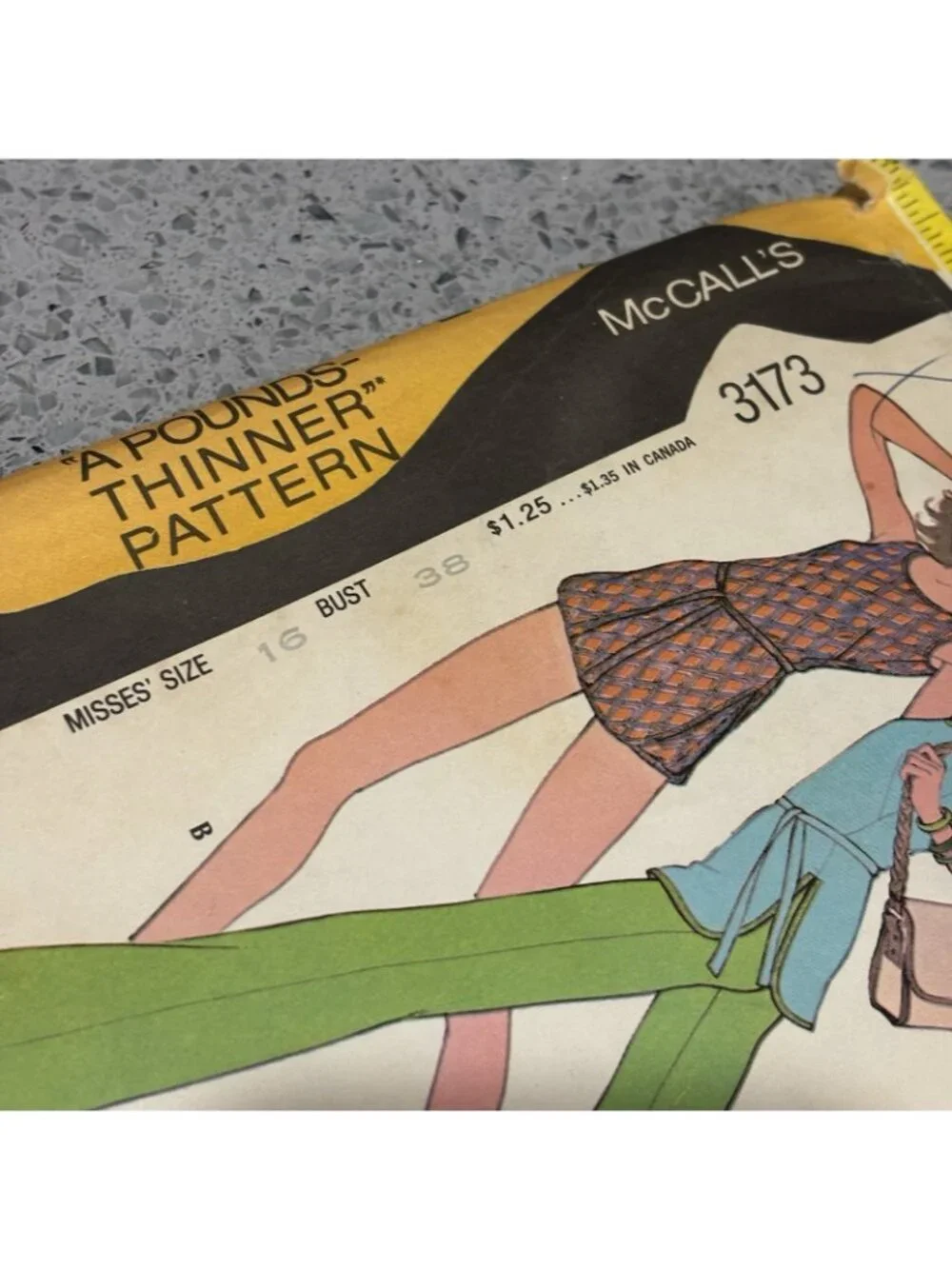 Vintage 1970s McCalls Sewing Pattern Top Pants Swimsuit Womens Sz 16